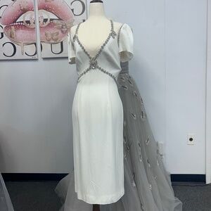 Jenny Packham white embellished midi dress sz 14